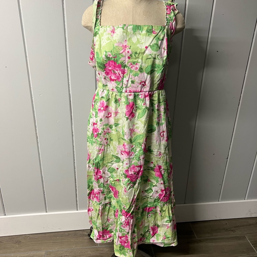 Torrid Pink and Green Floral Dress